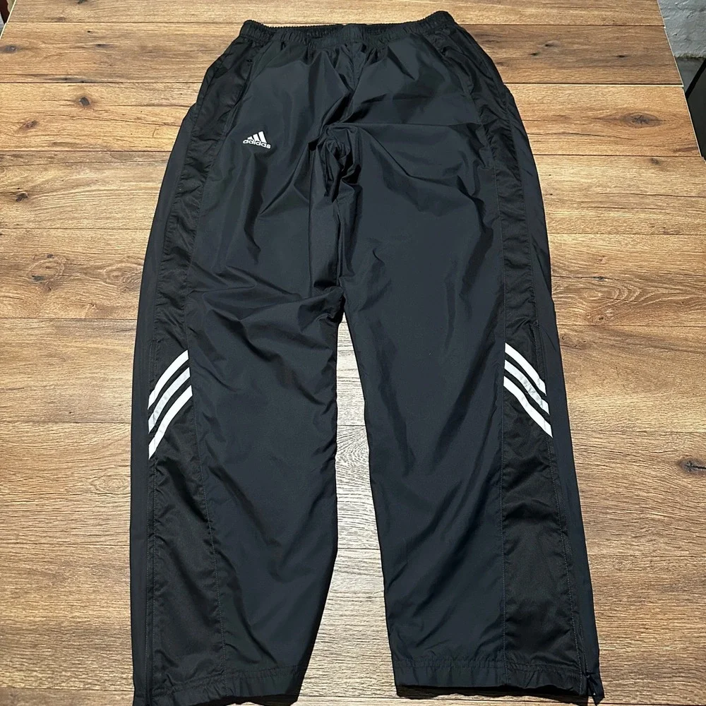 Vintage Adidas Black Track Pants Men Large 478582 Y2K Climalite Windbreaker 2005